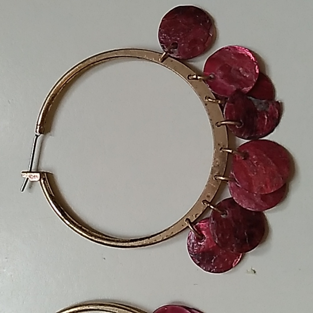 Vintage Gold and Cranberry Earrings